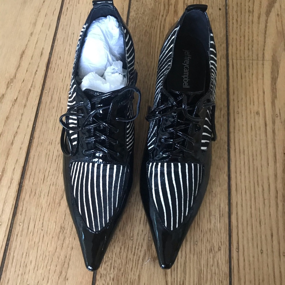 Jeffrey Campbell Black Patent & Zebra Lace Ups